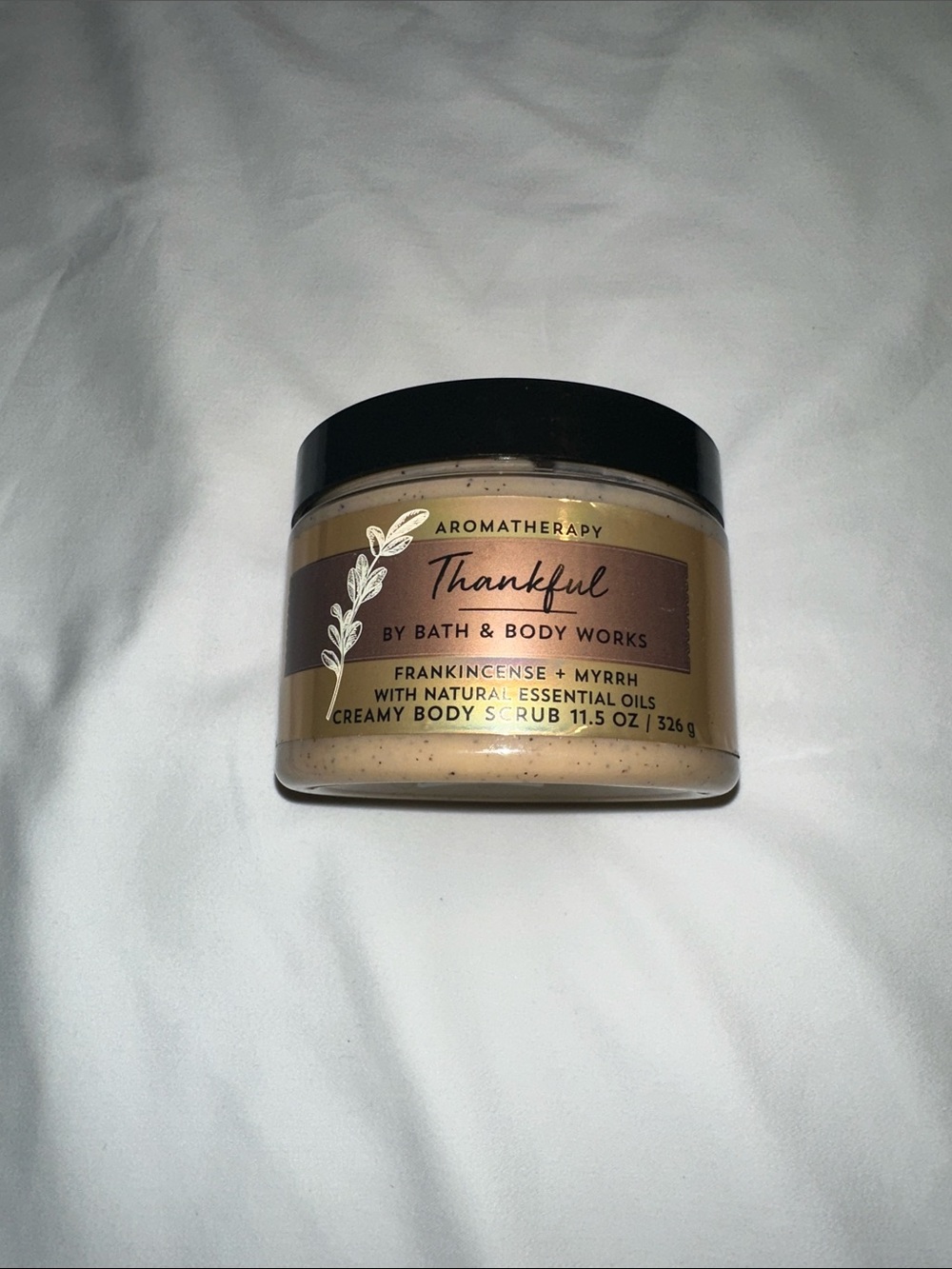 Aromatherapy thankful frankincense + myrrh creamy body scrub